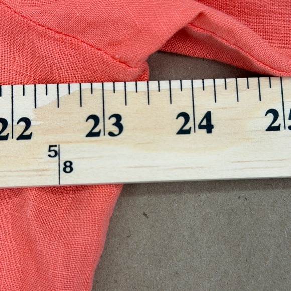 Tommy Bahama Linen Button Up Shirt Jacket Coral Orange XL Raw Hem - Picture 6 of 8